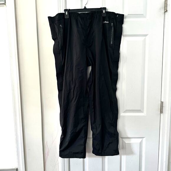 LL Bean Men Black Nylon Pull On Full Breakaway Water Resistant Windbreaker Pants - Picture 1 of 13